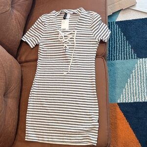 H&M Black and White Striped Mini Dress